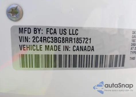 2024 Chrysler Pacifica Touring L Awd из США, поврежденный, VIN 2C4RC3BG8RR185721